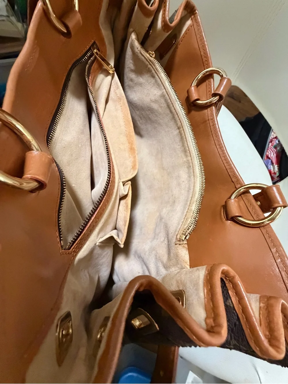 Louis Vuitton Monogram Quilted Satchel with Tan Trim